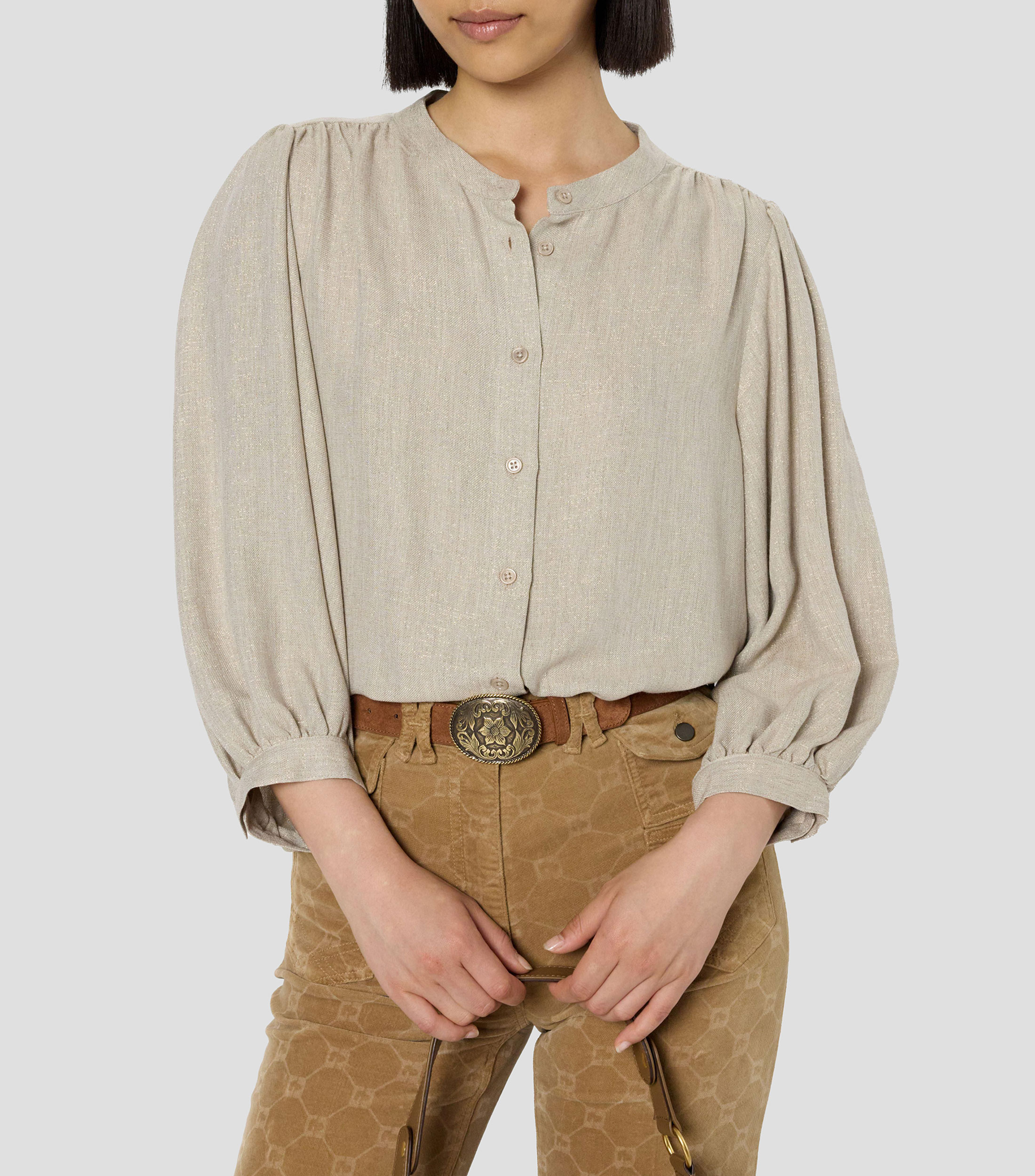 Blusa lisa manga larga Mujer